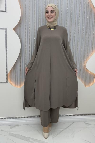 Talya pantolonlu takım Vizon