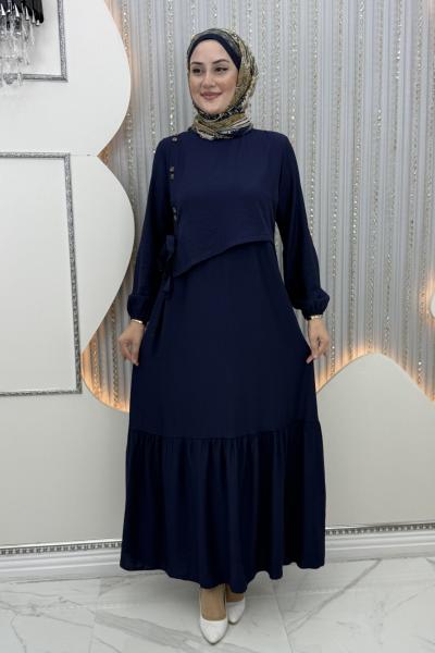 Tansu düğmeli elbise Lacivert