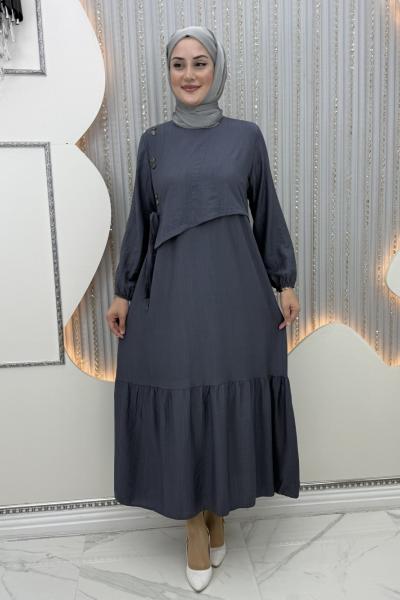 Tansu düğmeli elbise Antrasit