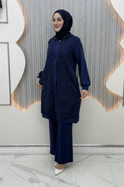 Yezin Pantolonlu Takım Lacivert