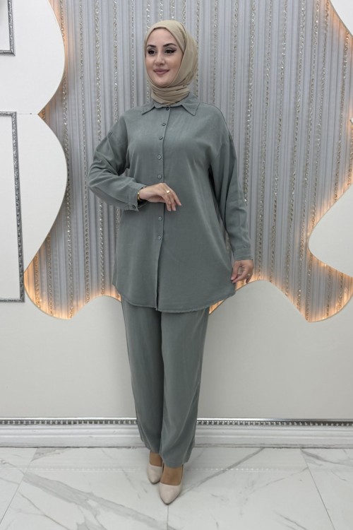 Yüsra Pantolonlu Takım Mint Yeşili