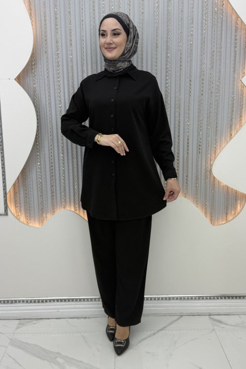 Yüsra Pantolonlu Takım Siyah