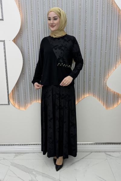 Zernişah Etekli Takım Siyah