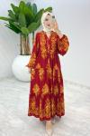Bordo Bahar Elbise Tesettür Giyim