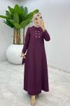 Bordo Premıum Roma Elbise Tesettür Giyim