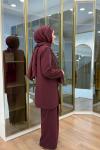 Bağcık Detaylı Ceket Takım Bordo