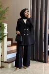 Gold Düğmeli Ceket Takım Siyah