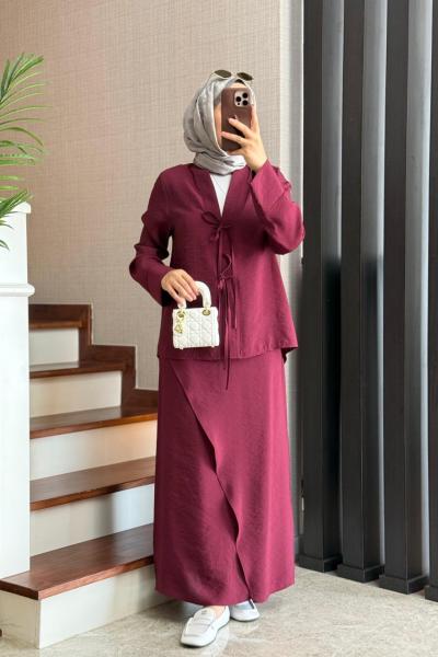 Keista Etekli Takım Bordo