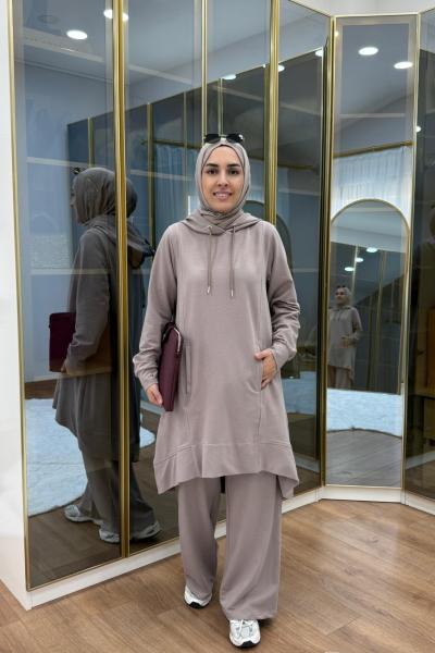 Önü Kısa Arkası Uzun İki İplik Takım Vizon