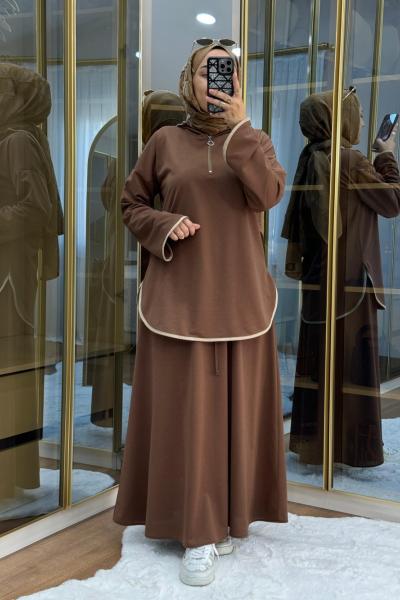 Prime  Etekli Takım Kahverengi