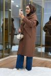 Şal Detaylı Kapitone Mont Kahverengi