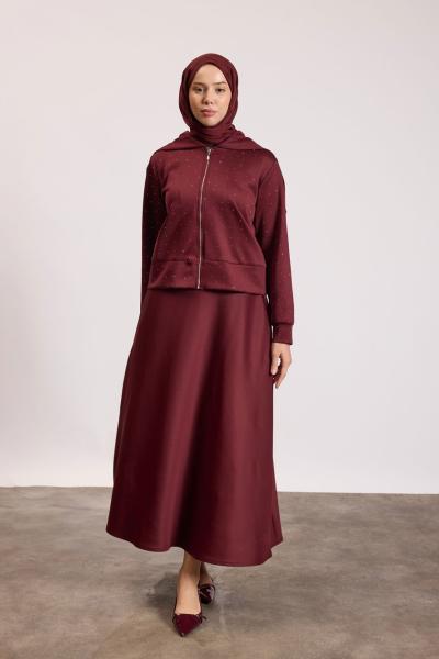 Scuba Taşlı Takım  Bordo