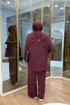 Taşlı Scuba Pantolon Takım Bordo