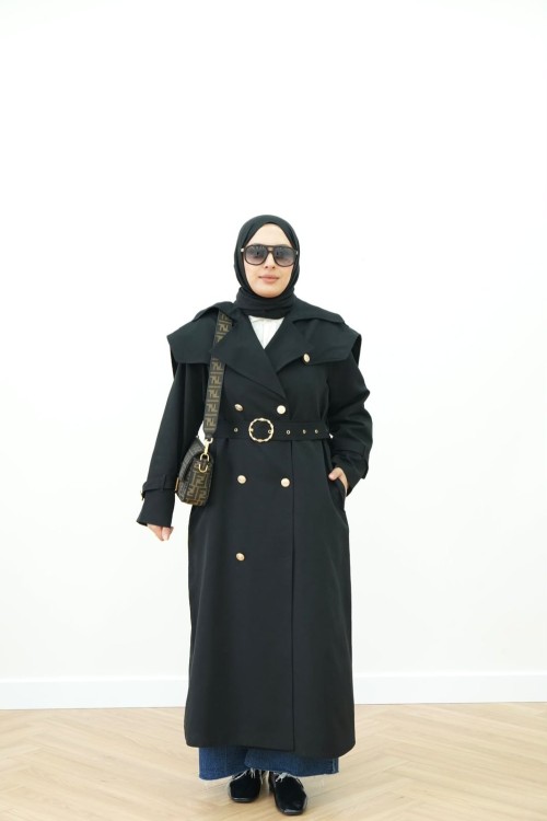 TWİST TRENÇKOT SİYAH