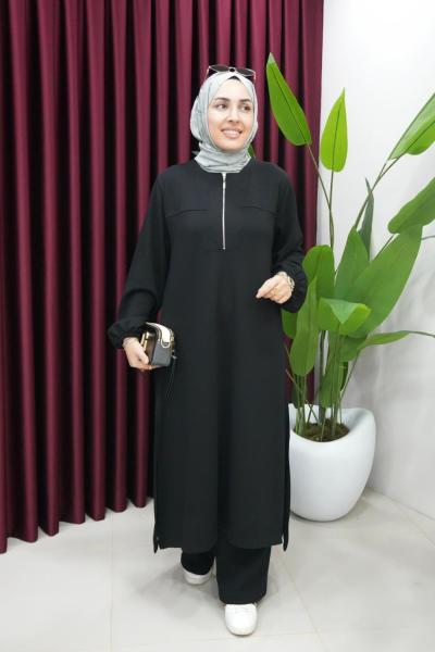 Yandan Yırtmaçlı Fermuar Detaylı Oysho Takım Siyah