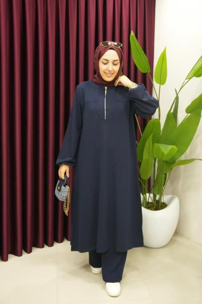 Yandan Yırtmaçlı Fermuar Detaylı Oysho Takım Lacivert