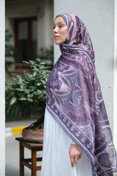 Zaya Desen Soft Pamuk Şal Mor