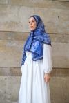 Zaya Desen Soft Pamuk Şal Morcivert