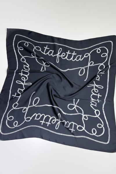 Zincir Tafetta Fular bej-lacivert