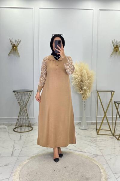 Damla Triko Elbise Vizon