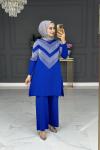 Ahlam şık triko takım - mavi