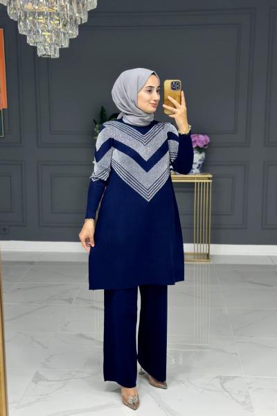 Ahlam şık triko takım -lacivert