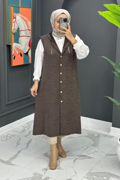 Aysel Uzun Yelek - Kahve