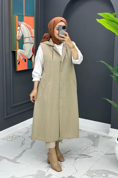 Aysel Uzun Yelek - Bej