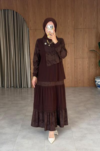 Bahar Etekli Takım-Kahverengi