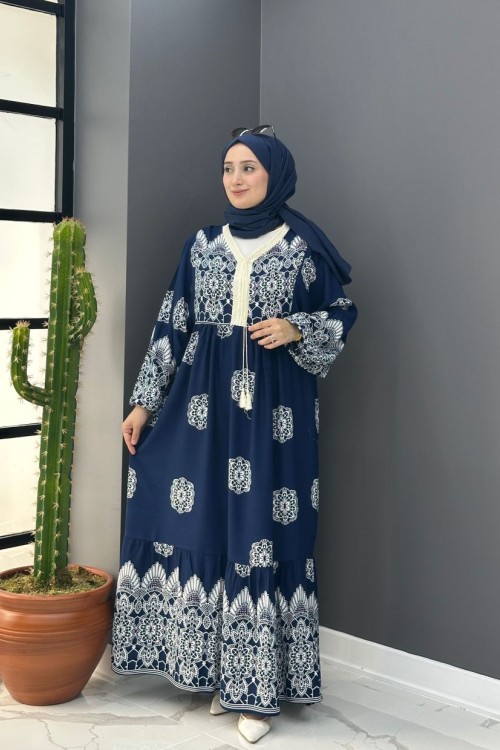 Batik Elbise - Lacivert