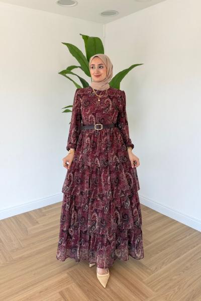 Burcu Elbise-Bordo