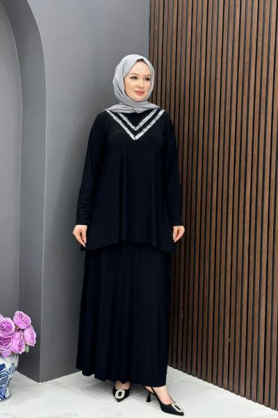 Firuze Etekli Takım - Siyah