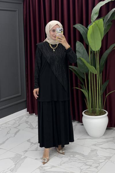 Gayem Bol Pantolonlu Takım - Siyah
