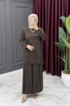 Gayem Bol Pantolonlu Takım - kahve