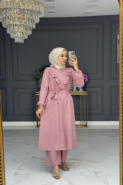 Gökçe uzun tesettur - pembe