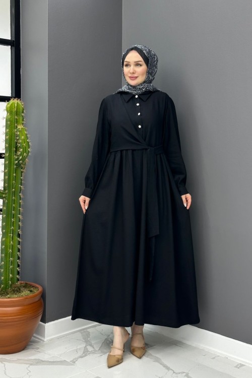 Gülben Elbise - Siyah