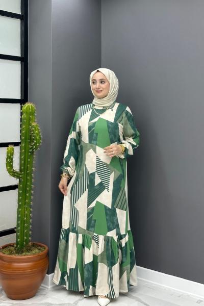 Güllü Elbise - Yeşil