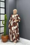 Güllü Elbise - Kahve