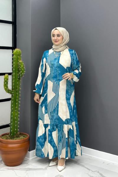 Güllü Elbise - Turkuaz