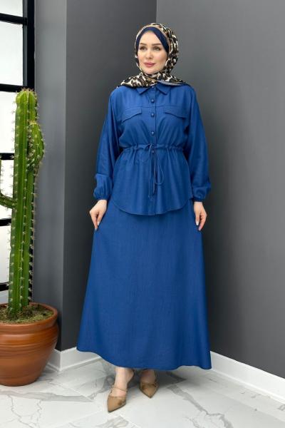 İnci Etekli Takım - Saks