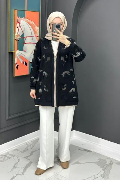 Işıltılı Hırka - Siyah