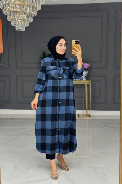 Kiraz oduncu Uzun Gömlek -mavi