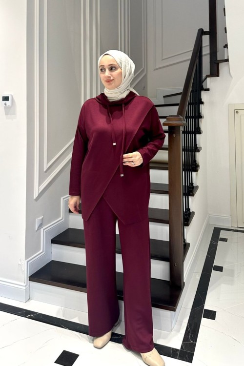Lazer Kesim Oysho Takım - Bordo