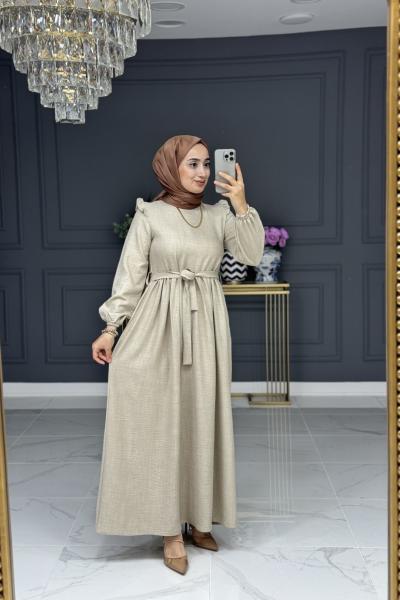 Lotus uzun elbise - bej