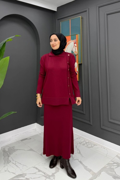 Merserize Triko Takım - Bordo