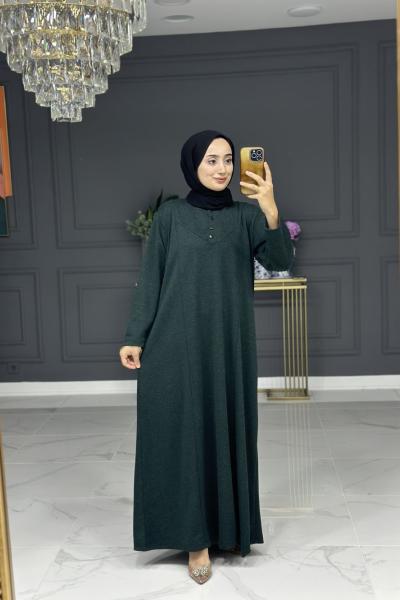 Merve uzun tesettur elbise - zümrüt