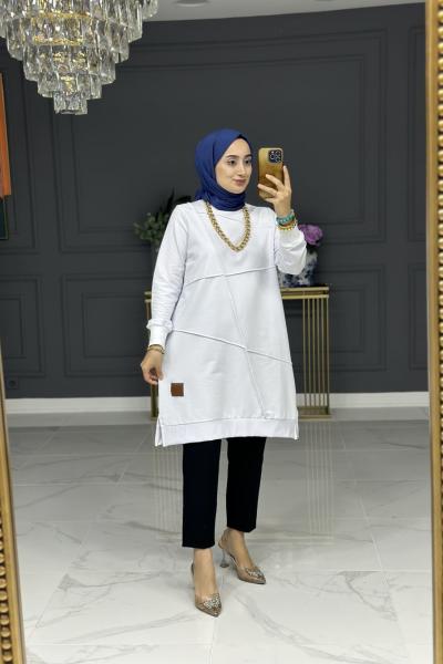 nimet spor büyük beden tunik -  ekru