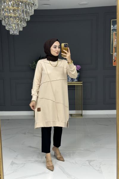 nimet spor büyük beden tunik -  vizon