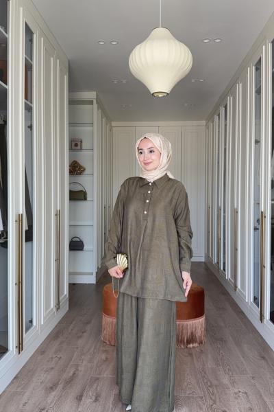 Peri Desenli Takım-Haki