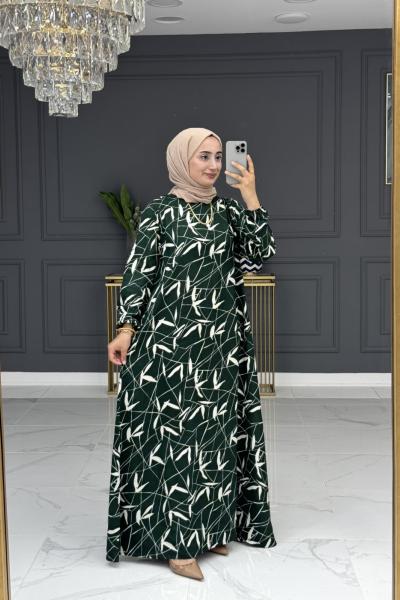 Sevilay uzun elbise - yeşil